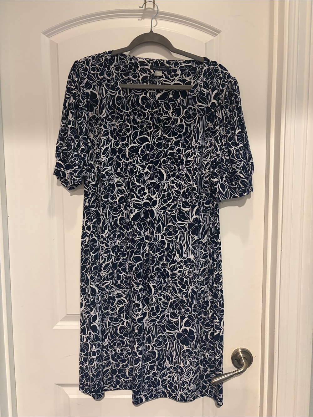 Tommy Hilfiger Navy & White Floral-Print Midi Dress